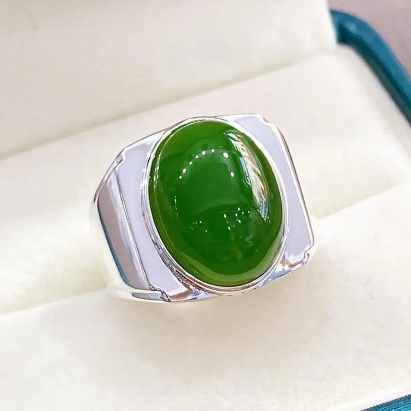 Men Green Jade Ring S925 Sterling Silver Jewelry Genuine Chinese Nephrite Hetian Jades Silver Rings For Boyfriend Husband Gifts
Men Green Jade Ring S925 Sterling Silver Jewelry Genuine Chinese Nephrite Hetian Jades Silver Rings For Boyfriend Husband Gifts