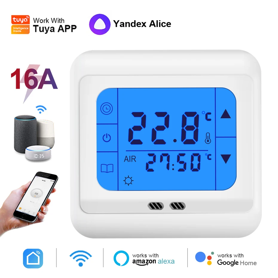 CBE Tuya Smart Wifi Thermostat Electric Heating Water Heating Warm Floor Temperature Controller LCD Digital Alexa Google Home
CBE Tuya Smart Wifi Thermostat Electric Heating Water Heating Warm Floor Temperature Controller LCD Digital Alexa Google Home