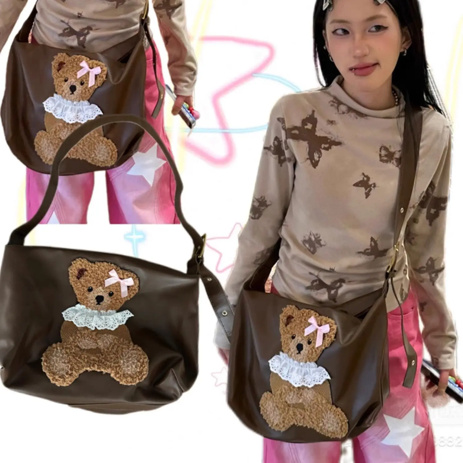 Y2k Large Capacity Commuting Japanese 2024 New Crossbody Bag for Students Cute Teddy Bear Embroidered Postman Bag for Women
Y2k Large Capacity Commuting Japanese 2024 New Crossbody Bag for Students Cute Teddy Bear Embroidered Postman Bag for Women