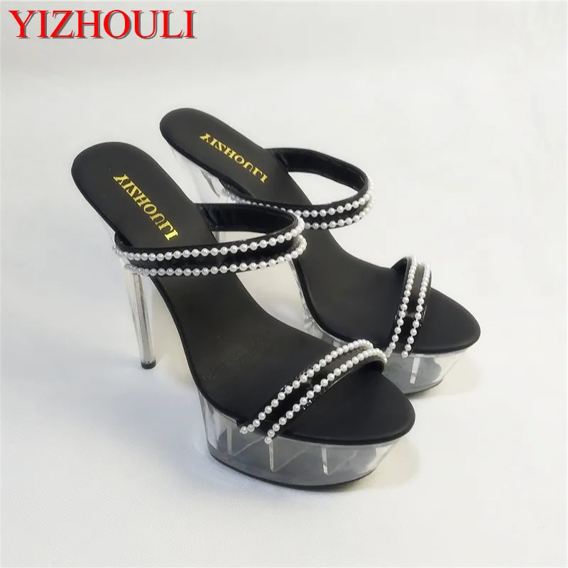 Fashion women's glass slippers noble fashion transparent floor 15cm high-heeled sandals, beaded decorative dance shoes
Fashion women's glass slippers noble fashion transparent floor 15cm high-heeled sandals, beaded decorative dance shoes