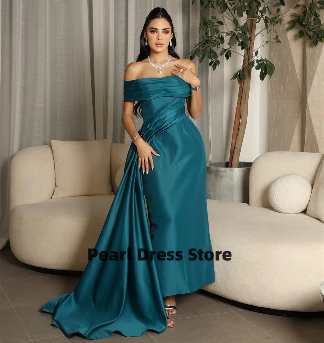 Elegant Long Boat Neck Green Evening Dress With Side Train فساتين السهرة Sheath Satin Pleated Prom Dress Ankle Length for Women
Elegant Long Boat Neck Green Evening Dress With Side Train فساتين السهرة Sheath Satin Pleated Prom Dress Ankle Length for Women