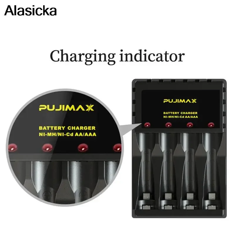 

4 Slot Battery Charger Smart Indicator For 4X AAA/AA Lithium-ion Rechargeable NICD Battery with Short Circuit Protection