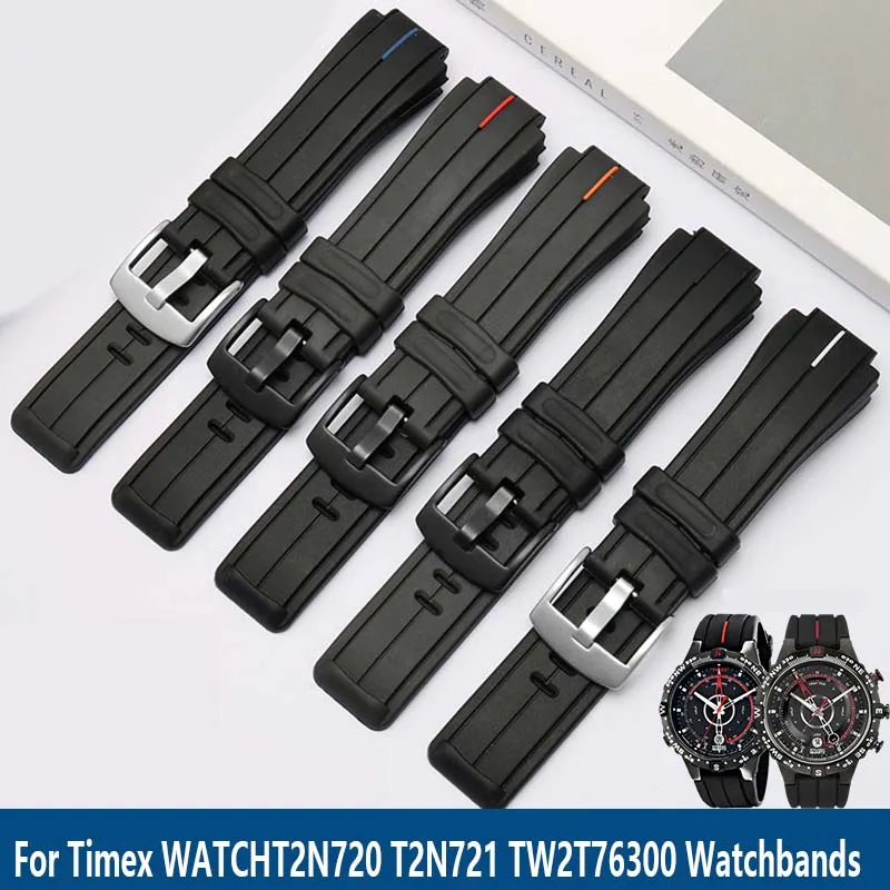 Ремешок силиконовый для часов Timex WATCHT2N720 T2N721 TW2T76300, резиновый спортивный браслет для наручных часов, чёрный, красный, с проушиной, 24*16 мм 
Ремешок силиконовый для часов Timex WATCHT2N720 T2N721 TW2T76300, резиновый спортивный браслет для наручных часов, чёрный, красный, с проушиной, 24*16 мм