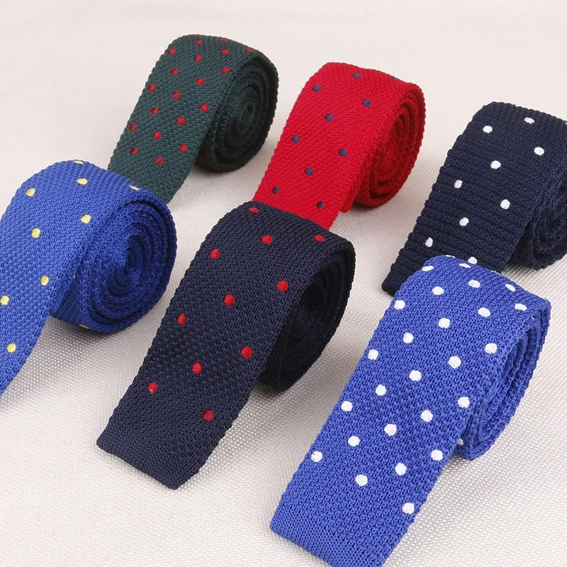 

Matagorda Men Tie Knit Tie Dot Star Embroidery Necktie 5.5CM Narrow Skinny Gravata Graduation Ball Business Meeting Neckwear