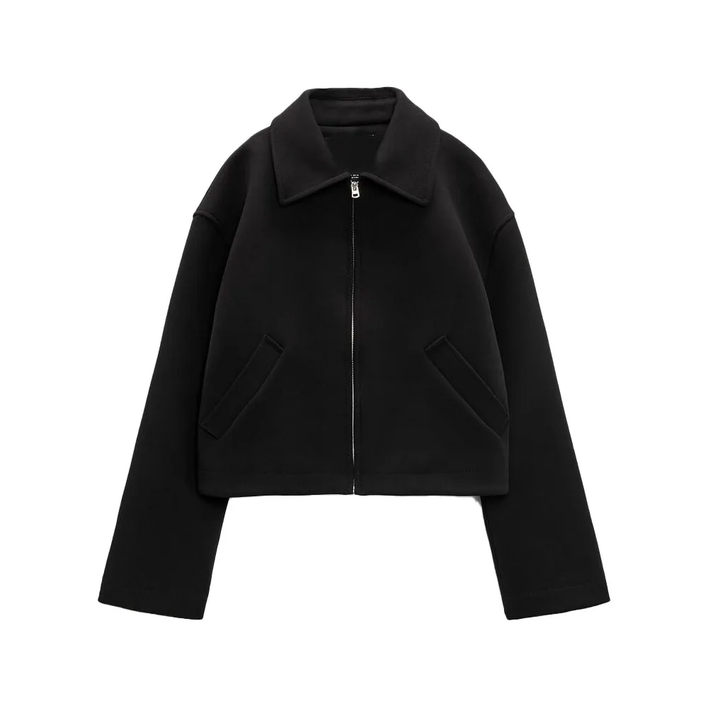 Zach AiIsa new women's fashion all-match lapel long-sleeved zipper with casual pocket straight simple short jacket
Zach AiIsa new women's fashion all-match lapel long-sleeved zipper with casual pocket straight simple short jacket