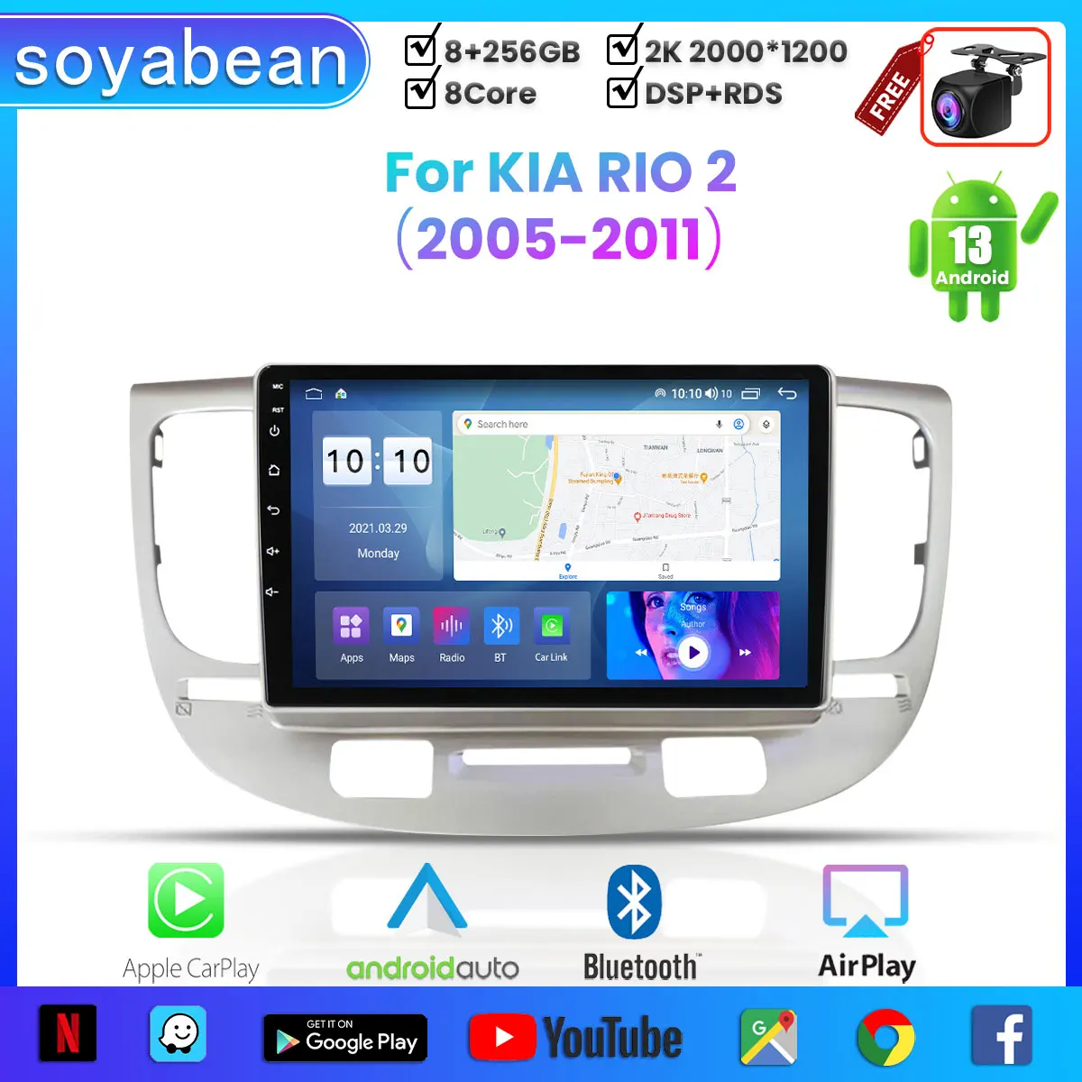Автомагнитола на Android 13 для KIA RIO 2 2005-2011,9 дюймов мультимедийный плеер с 4G WiFi Carplay и 2Din GPS
Автомагнитола на Android 13 для KIA RIO 2 2005-2011,9 дюймов мультимедийный плеер с 4G WiFi Carplay и 2Din GPS