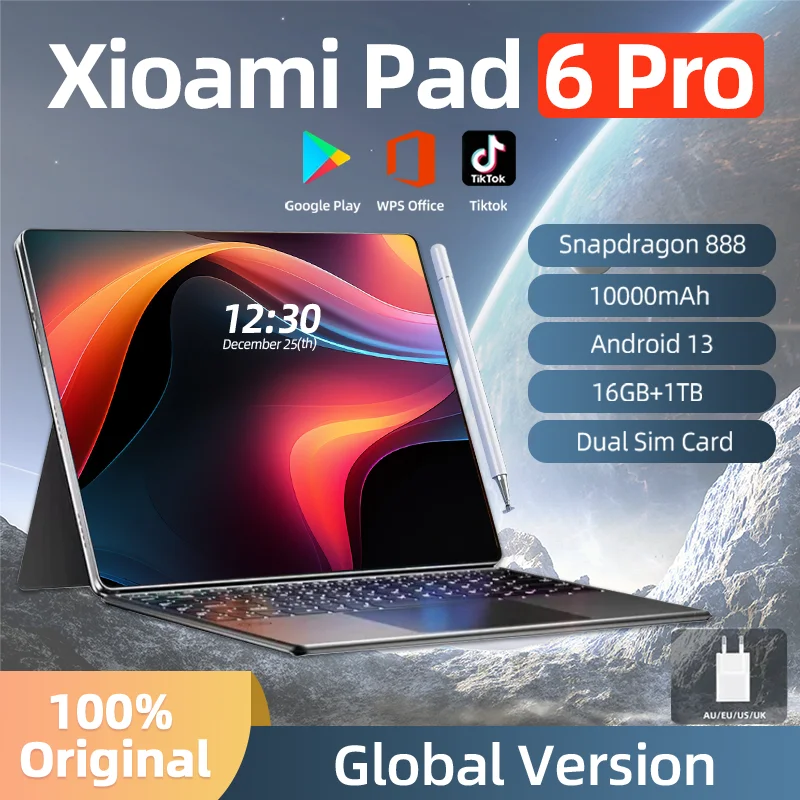 

New Global Version Original Pad 6 Pro Tablets PC Snapdragon 888 10000mAh Android 13 11 inch 16GB+1024GB 5G HD 4K Screen WIFI Mi