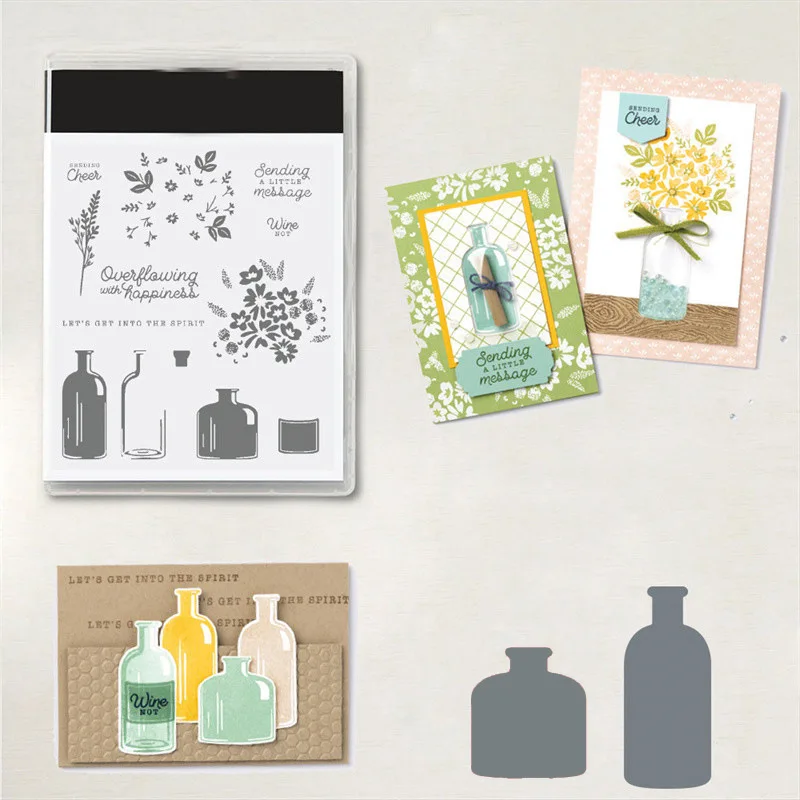 Flowers and Bottles Metal Cutting Dies and Clear Stamps for DIY Scrapbooking Card Stencils Paper Crafts Making Photo Album Decor
Flowers and Bottles Metal Cutting Dies and Clear Stamps for DIY Scrapbooking Card Stencils Paper Crafts Making Photo Album Decor