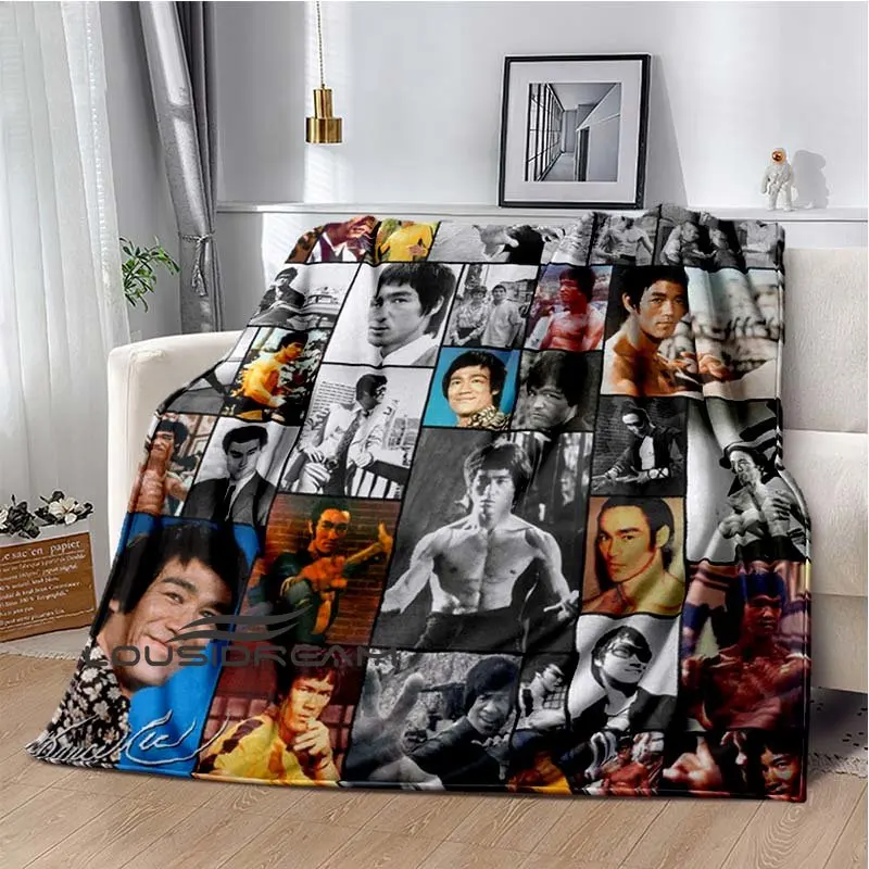 

Bruce Lee Martial Artist Printed Home Decoration Living Room Bedroom Sofa Bedspread Soft Furry Blanket Warm Flannel Bed Blanket