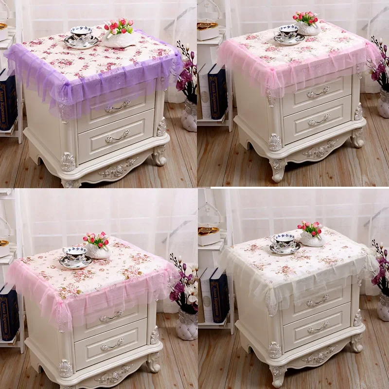 

stylu dekoracja sypialni stolik nocny pokrowiec na mały stół, odporna na kurz, romantyczna koronkowy obrus