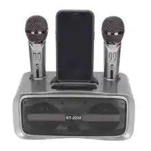 Portable Karaoke Speaker System Powerful Bluetooth Karaoke Machine Silver Black for Party for Lecture Portable Karaoke Speaker System Powerful Bluetooth Karaoke Machine Silver Black for Party for Lecture