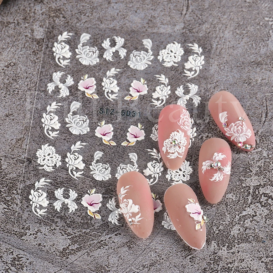 5D White Lace Wedding Nail Stickers Acrylic Engraved Flower Lace French Nail Art Design Adhesive Slider Decorations Tip JISTZ-5D
5D White Lace Wedding Nail Stickers Acrylic Engraved Flower Lace French Nail Art Design Adhesive Slider Decorations Tip JISTZ-5D