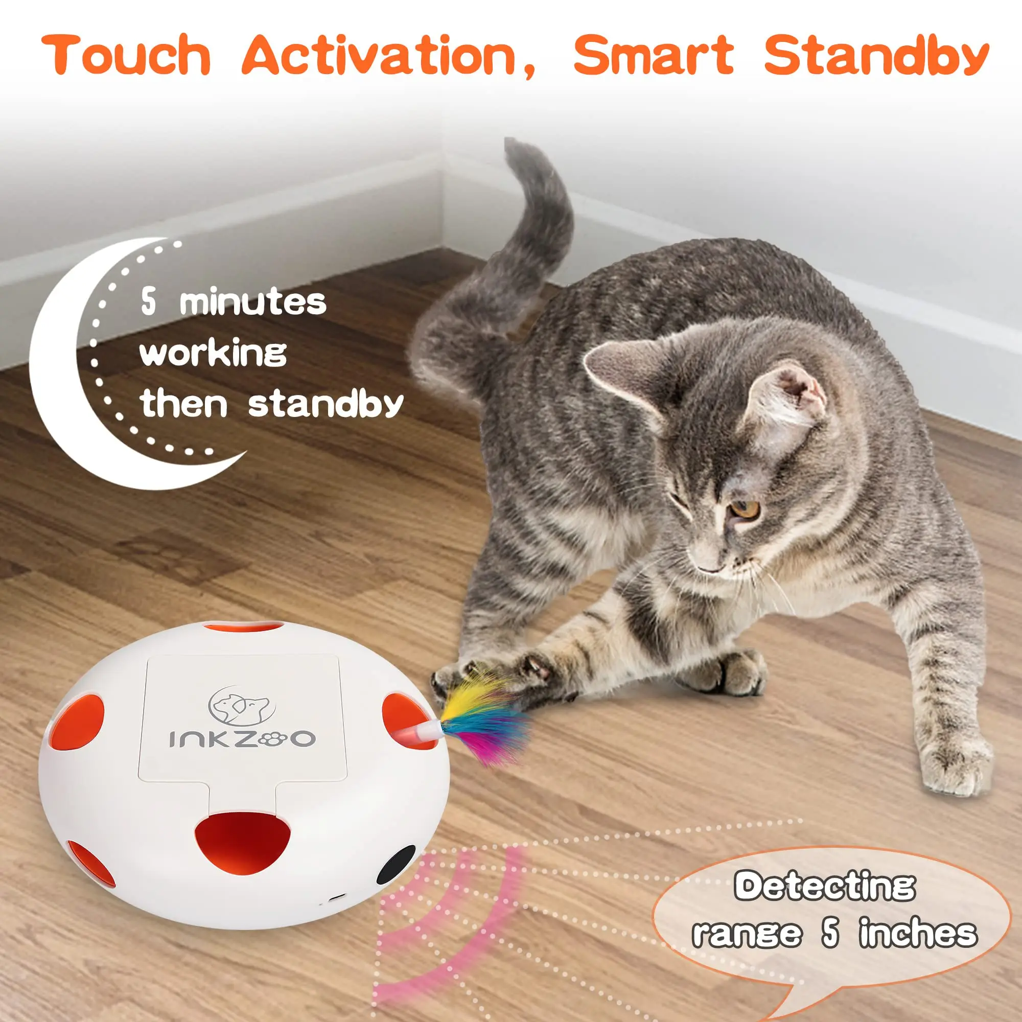 

INKZOO Cat Toys, Interactive Cat Toys for Indoor Cats, Smart Interactive Kitten Toy, Automatic 7 Holes Mice Whack-A-Mole