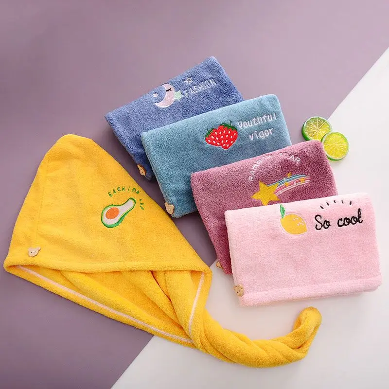 

Soft Microfiber Girls Hair Towel Super Absorbent Quick Drying Magic Shower Cap for Women Bathroom Hair Turban Twist Head Wrap