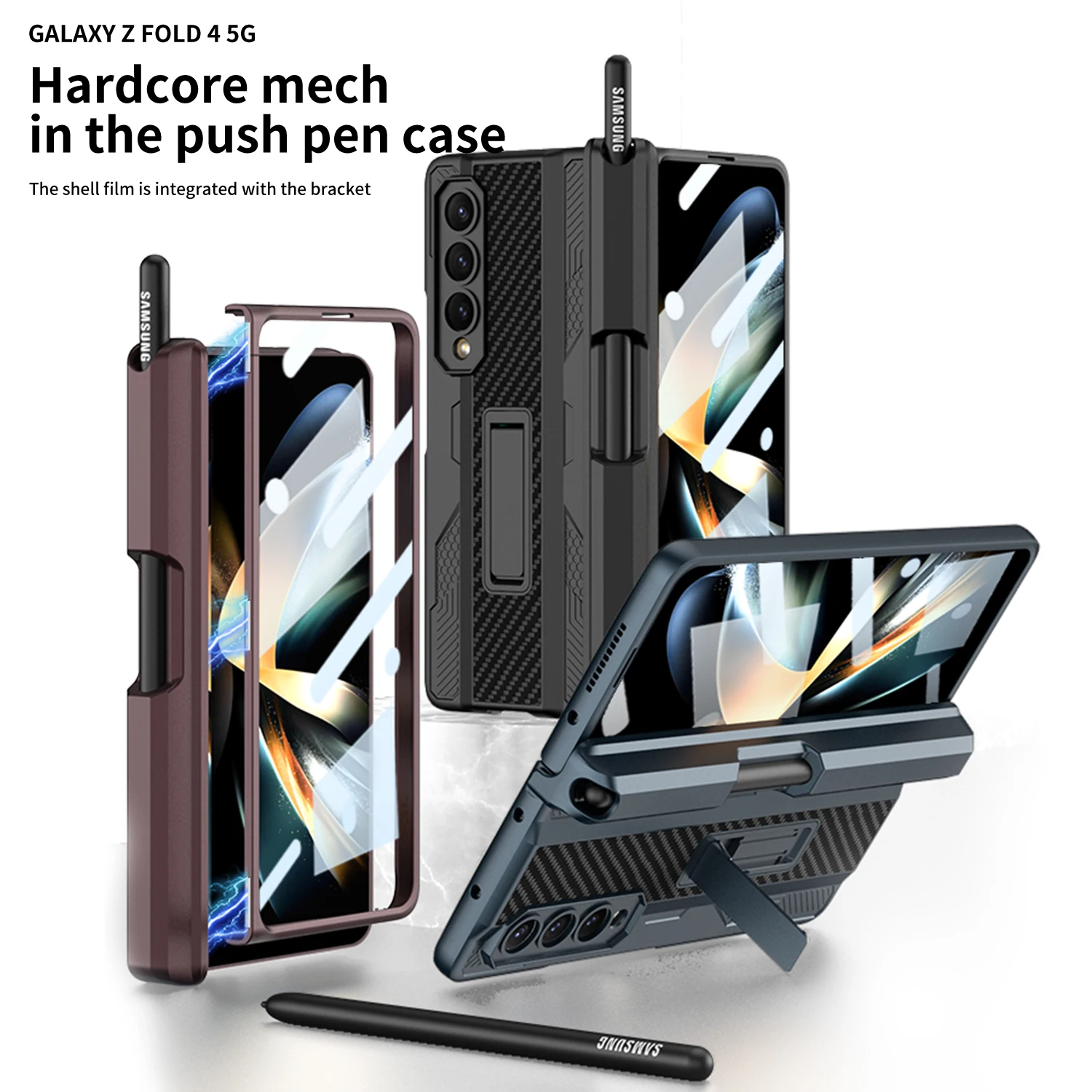 Magnetic Hinge Pen Holder Protective Case For Samsung Galaxy Z Fold4 5G with Pen Front Glass Film Hiding Bracket Cover For Fold4
Magnetic Hinge Pen Holder Protective Case For Samsung Galaxy Z Fold4 5G with Pen Front Glass Film Hiding Bracket Cover For Fold4