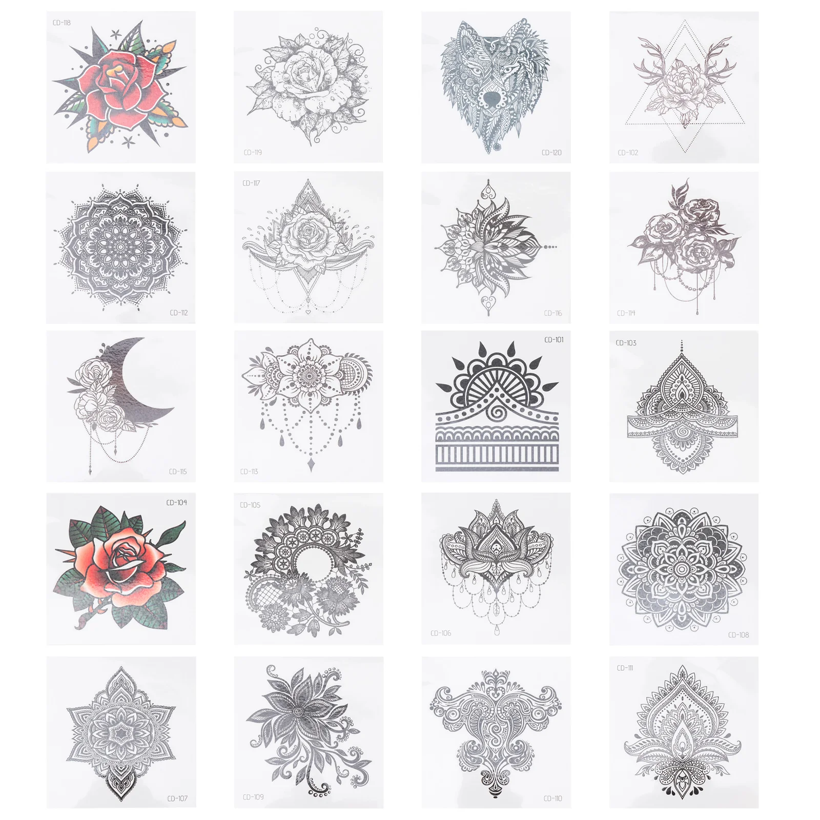 Black Temporary Tattoos, 20pcs Mandala Flower Flower Flower Flower Sticker Body Arm Neck Tattoos for ( Assorted Color )
Black Temporary Tattoos, 20pcs Mandala Flower Flower Flower Flower Sticker Body Arm Neck Tattoos for ( Assorted Color )