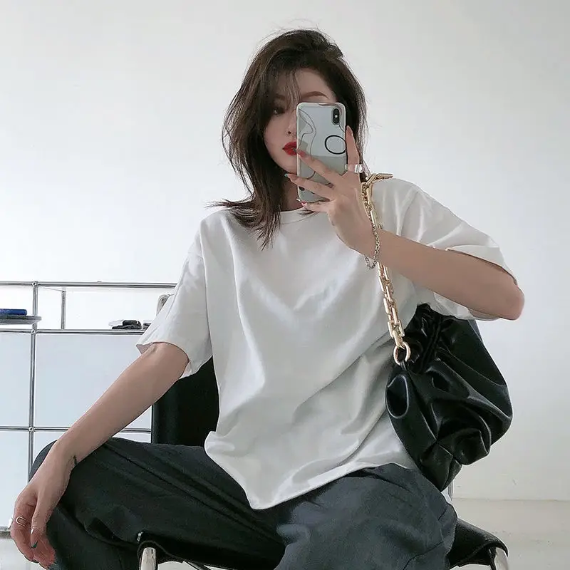Oversize White Short Sleeved T-shirt Women Summer Solid Loose Casual Instagram Europe and America Explosive Street Hiphop Top
Oversize White Short Sleeved T-shirt Women Summer Solid Loose Casual Instagram Europe and America Explosive Street Hiphop Top