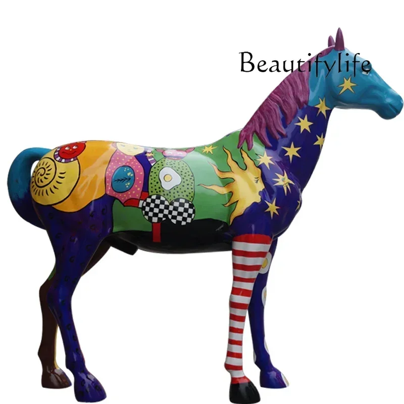 Fiberglass Resin Painted Horse Sculpture Hotel Restaurant Art Decoration Horse Floor Ornaments
Fiberglass Resin Painted Horse Sculpture Hotel Restaurant Art Decoration Horse Floor Ornaments