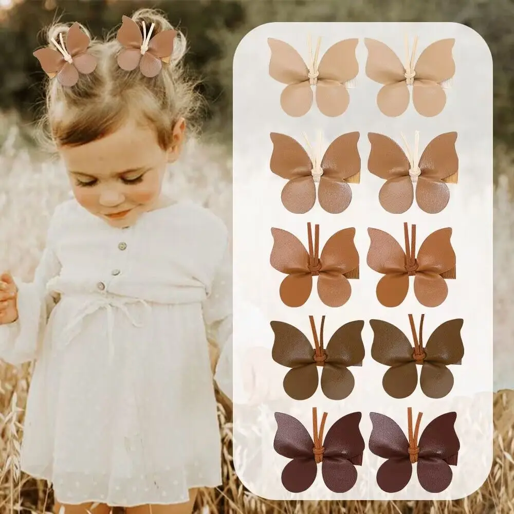 

80pc/lot 2inch Faux PU Leather Hair Bow Hair Clips,Boutique Butterfly Bows Hairpins for Kids Girls Gift Party Hair Accessories