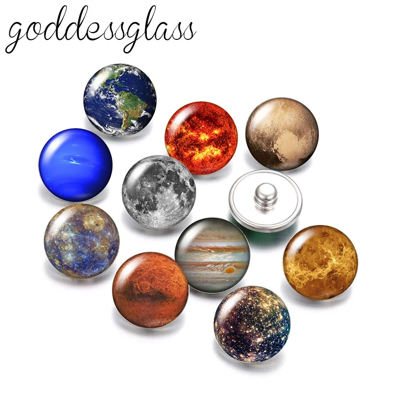 

New Exoplanets Earth Venus Pluto Neptune 10pcs Round 12mm/18mm snap buttons for 12mm/18mm snap necklace DIY findings jewelry