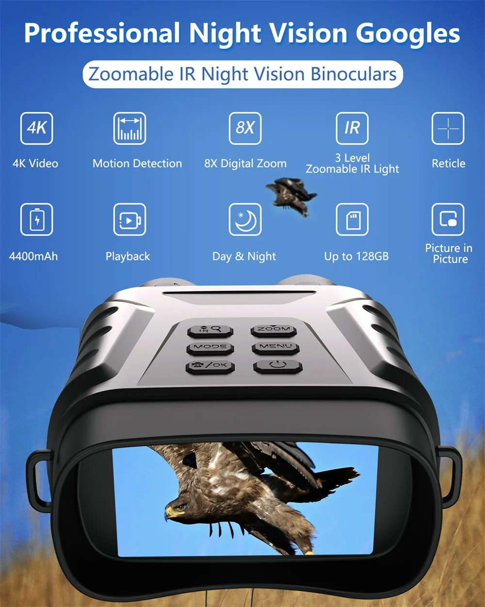 Binocular de visión nocturna infrarroja 4K UHD binoculares digitales profesionales para caza Camping 7 Binocular de visión nocturna infrarroja Binocular de visión nocturna infrarroja 4K UHD binoculares digitales profesionales para caza Camping » Binocular de visión nocturna infrarroja