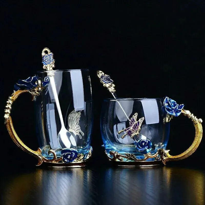 Hand-made Enamel Crystal Cup Glass Coffee Mug Gift Box Tea Cup and Mugs High-grade Glass cup Couple Mug Lover Wedding Gift
Hand-made Enamel Crystal Cup Glass Coffee Mug Gift Box Tea Cup and Mugs High-grade Glass cup Couple Mug Lover Wedding Gift