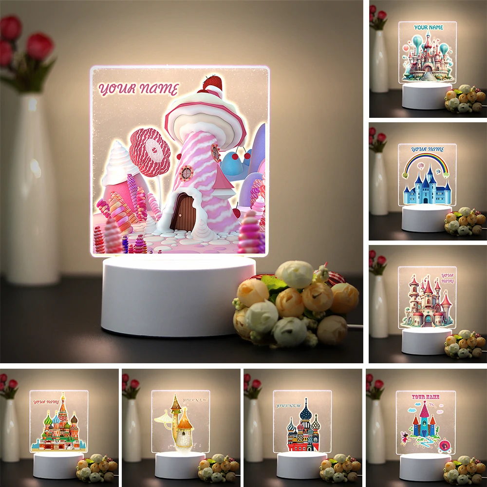 Personalized Children Kawai Cute Castle Arcylic LED Night Light Lamp Custom Name For Baby Kids Bedroom Decoration Birthday Gift
Personalized Children Kawai Cute Castle Arcylic LED Night Light Lamp Custom Name For Baby Kids Bedroom Decoration Birthday Gift