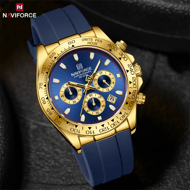 

NAVIFORCE Brand New Sports Quartz Watches For Men Luxury Silicone Band Male Chronograph Waterproof Wristwatch Reloj Hombre 2024