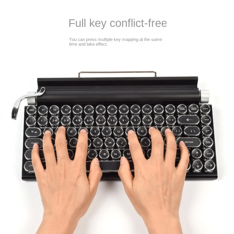 Mechanical Gaming Keyboard Typewriter Wireless Bluetooth Wired Keyboard Retro Steampunk Round Key for Ipad Phone Mac PC Computer
Mechanical Gaming Keyboard Typewriter Wireless Bluetooth Wired Keyboard Retro Steampunk Round Key for Ipad Phone Mac PC Computer