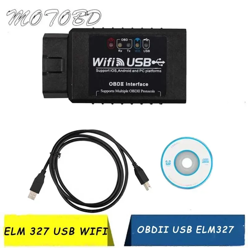 

ELM327 WIFI USB Good Chip OBD2 OBD Scanner Diagnostic Tool High Quality ELM 327 V1.5 Wifi OBD ii code reader Android /for IOS