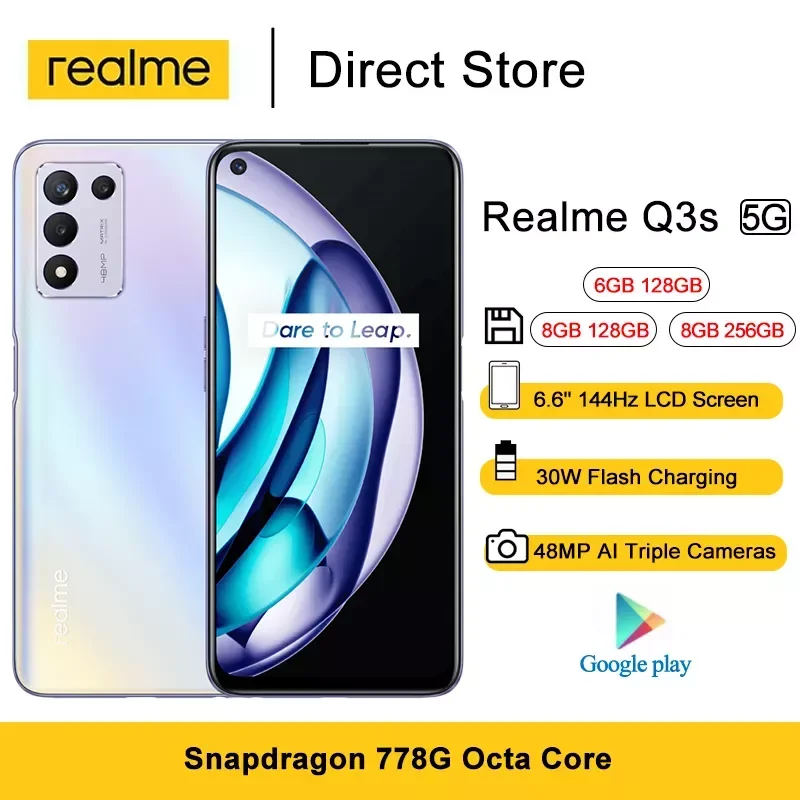 Realme Q3s 5G Android Mobile Phone 6.6'' FHD+ Snapdragon 778G Octa Core 48MP Main Camera 5000mAh 30W Flash Charge Cell Phones |