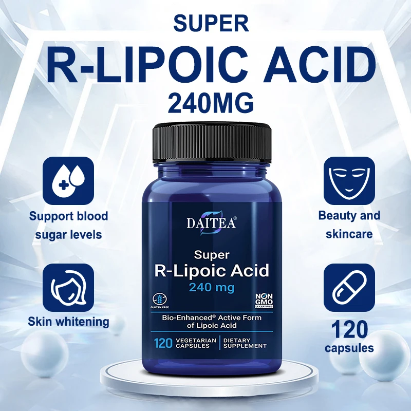 

Daitea R-Lipoic Acid 240 Mg - Antioxidant, Energy Boost, Skin Health, Non-GMO, Gluten-Free