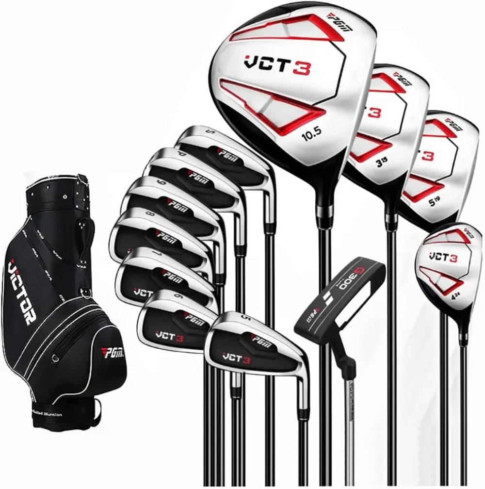 

Set for Men 13 Piece Includes Titanium Golf Driver, 3 & #5 Fairway Woods, 4 Hybrid, 5-SW Irons, Putter and Golf Bag