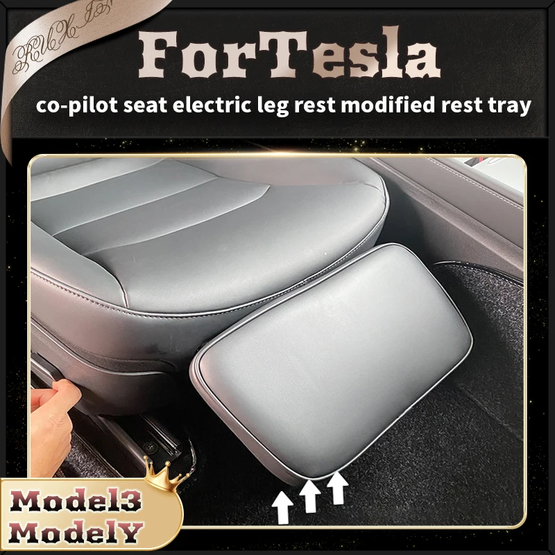 

For Tesla Model3/Y 2017-2022 Co-pilot Seat Electric Leg Rest Modified Rest Tray Leg Knee Pad Extension Mat Leather Rest Pallet
