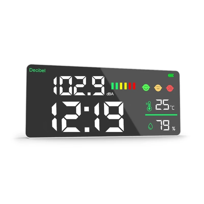 Digital Sound Meter with Large LCD Display Decibel Meter Sound Level Reader with Humidity & Temperature Clock Functions
Digital Sound Meter with Large LCD Display Decibel Meter Sound Level Reader with Humidity & Temperature Clock Functions