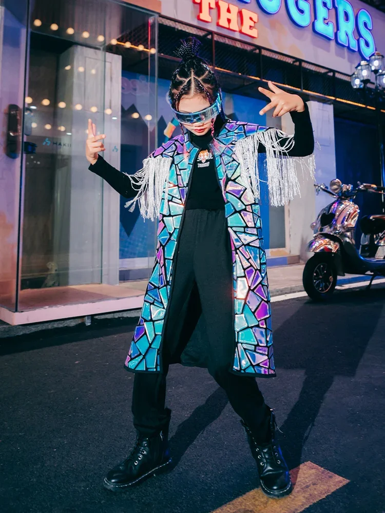 

Urban Dance Girl Costume Children K-pop Hip-hop Outfits Catwalk Performance Clothing Model Fashion Kids Jazz Dance Suit