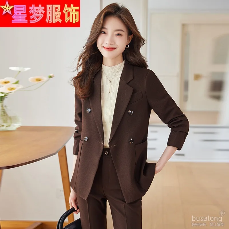 

Khaki Suit Women's Autumn 2023 New Temperament Goddess Style Business Wear Small Suit High-End Overalls