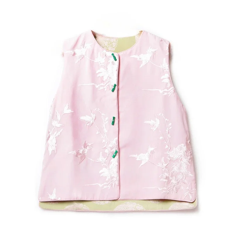 VII 2024 Women's Vest Autumn Female Clothing Reversible Silk Elegant Embroidered Bamboo Green Button Vest Free Shipping Offers
VII 2024 Women's Vest Autumn Female Clothing Reversible Silk Elegant Embroidered Bamboo Green Button Vest Free Shipping Offers