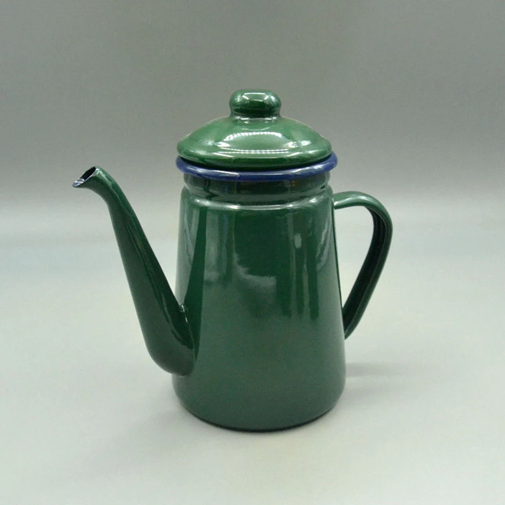 

1.1L Enamel Coffee Pot Army Green Teapot Hot Pot Restaurant Kettle For Home Enamel Pot Cup