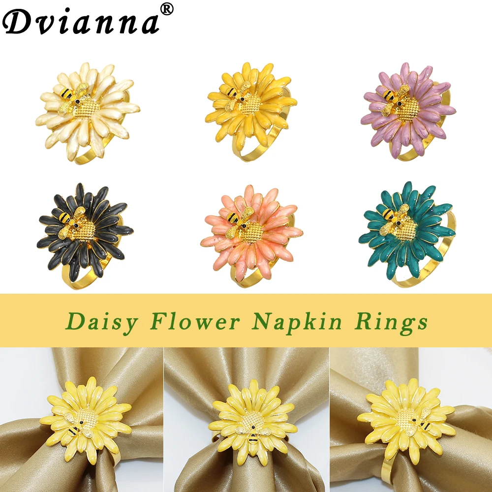 Dvianna 6Pcs Daisy Sunflower Gold Bee Napkin Ring Holders for Thanksgiving Wedding Holidays Party Christmas Decoration HWW02
Dvianna 6Pcs Daisy Sunflower Gold Bee Napkin Ring Holders for Thanksgiving Wedding Holidays Party Christmas Decoration HWW02