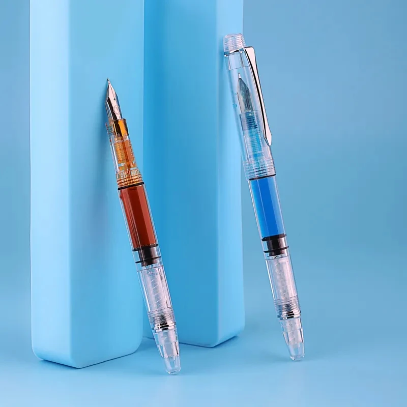

MAJOHN S8 Resin Transparent Fountain Pen Iridium EF/F Nib Beautiful Piston Ink Pen Writing Office Student Supplies Stationery