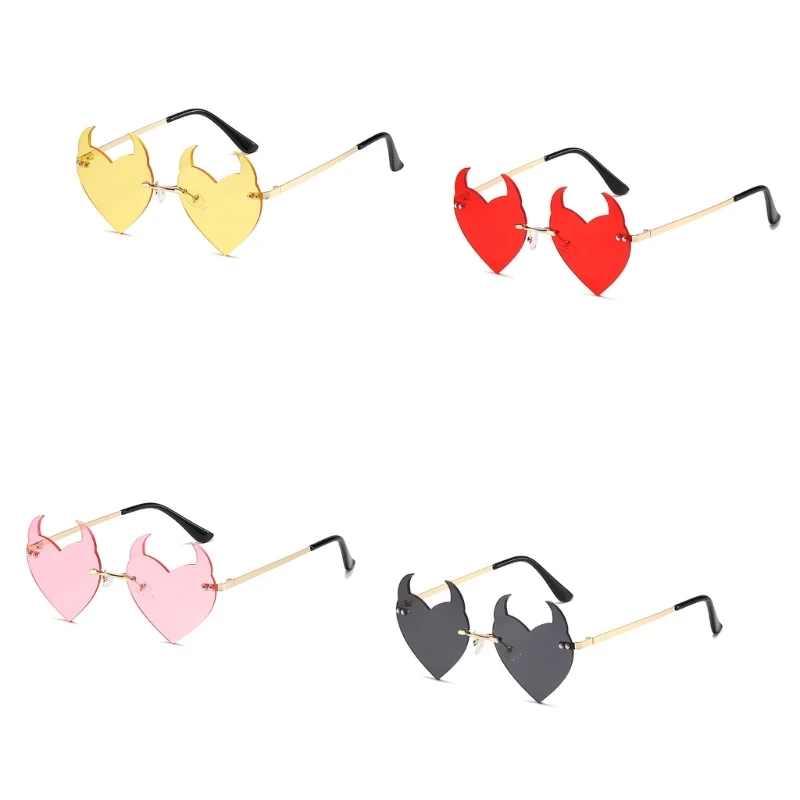 Devil Heart Sunglasses Rimless Devil Horn Sunglasses Halloween Devil Glasses Party Funny Eyewear Halloween Party Glasses
Devil Heart Sunglasses Rimless Devil Horn Sunglasses Halloween Devil Glasses Party Funny Eyewear Halloween Party Glasses