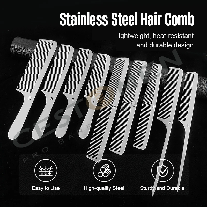 High Quality Stainless Steel Barber Styling Comb Metal Ultra thin Hairdressing Salon Hair Cutting Comb For Men And Women
High Quality Stainless Steel Barber Styling Comb Metal Ultra thin Hairdressing Salon Hair Cutting Comb For Men And Women