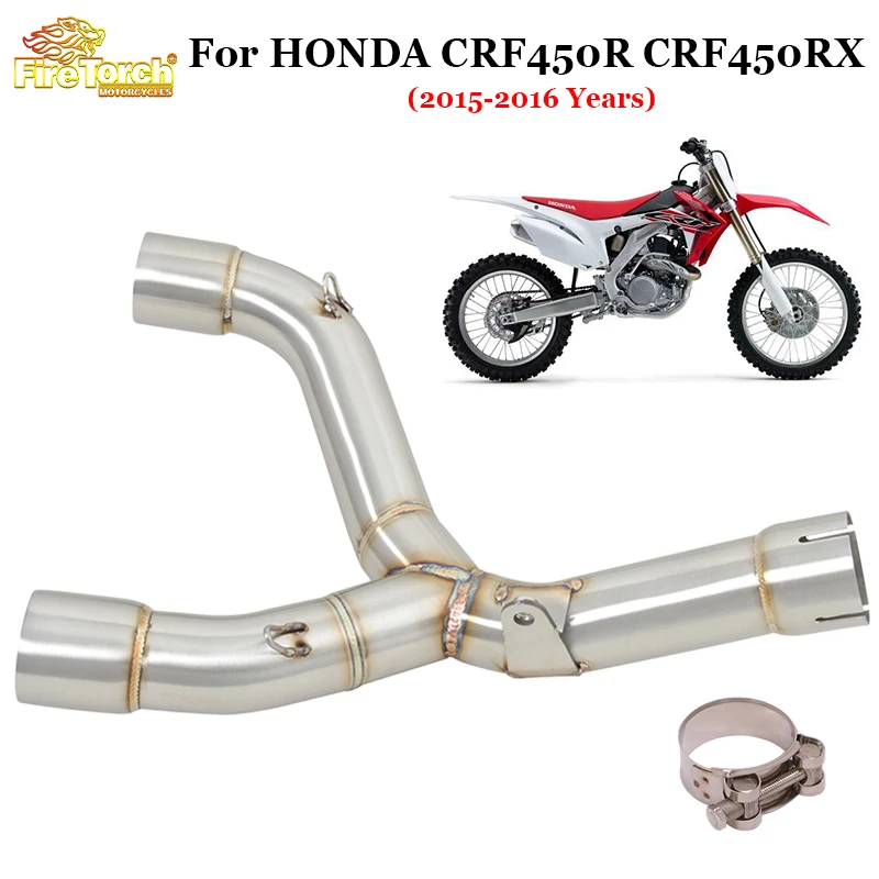 

Slip On For HONDA CRF450R CRF450RX CRF 450 R XR 2015 2016 Years Motorcycle Exhaust Escape Modifide Stainless Steel Mid Link Pipe