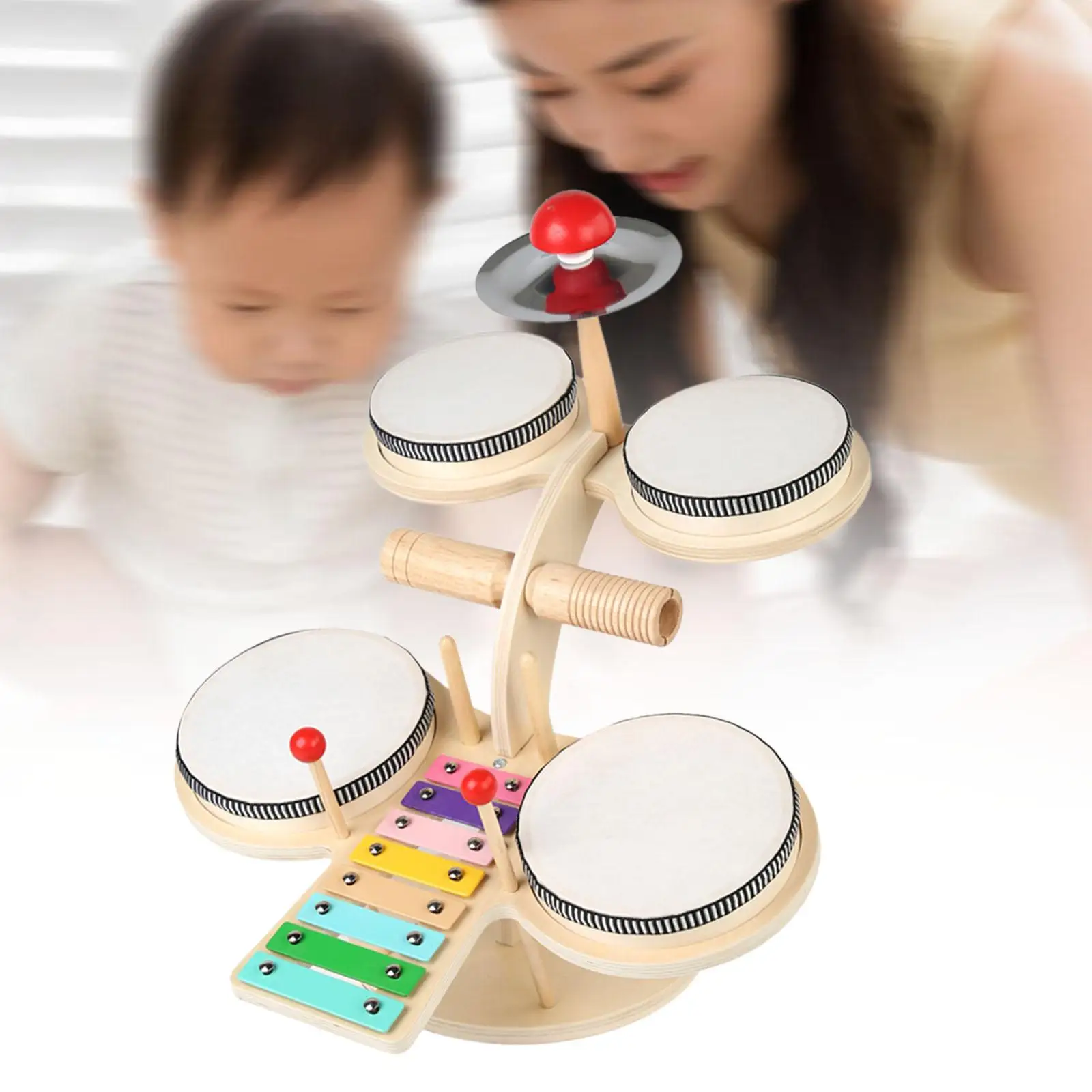 

Детский барабанный набор, креативный подарок на день рождения для детского сада, координация рук и глаз с тарелкой, Детские барабанные комплекты, ксилофон для обучения