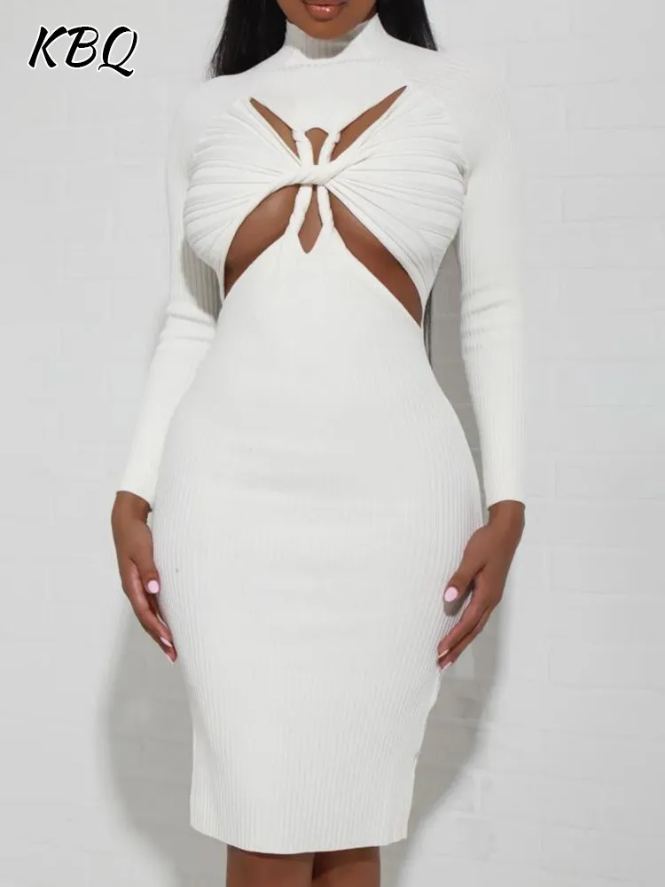 KBQ Sexy Hollow Out Slimming Knitted Dress For Women Stand Collar Long Sleeve High Waist Solid Pullover Dresses Female Clothing
KBQ Sexy Hollow Out Slimming Knitted Dress For Women Stand Collar Long Sleeve High Waist Solid Pullover Dresses Female Clothing