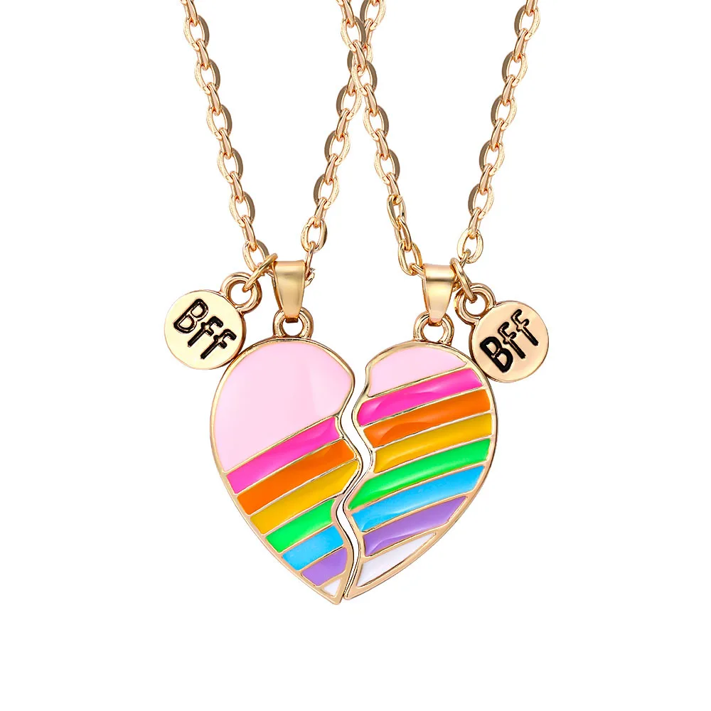 

2pcs Best Friends Honey Love Couple Pendant Necklace Funny Chain Choke Broken Heart BFF Good Friendship Jewelry Gift Friend Girl
