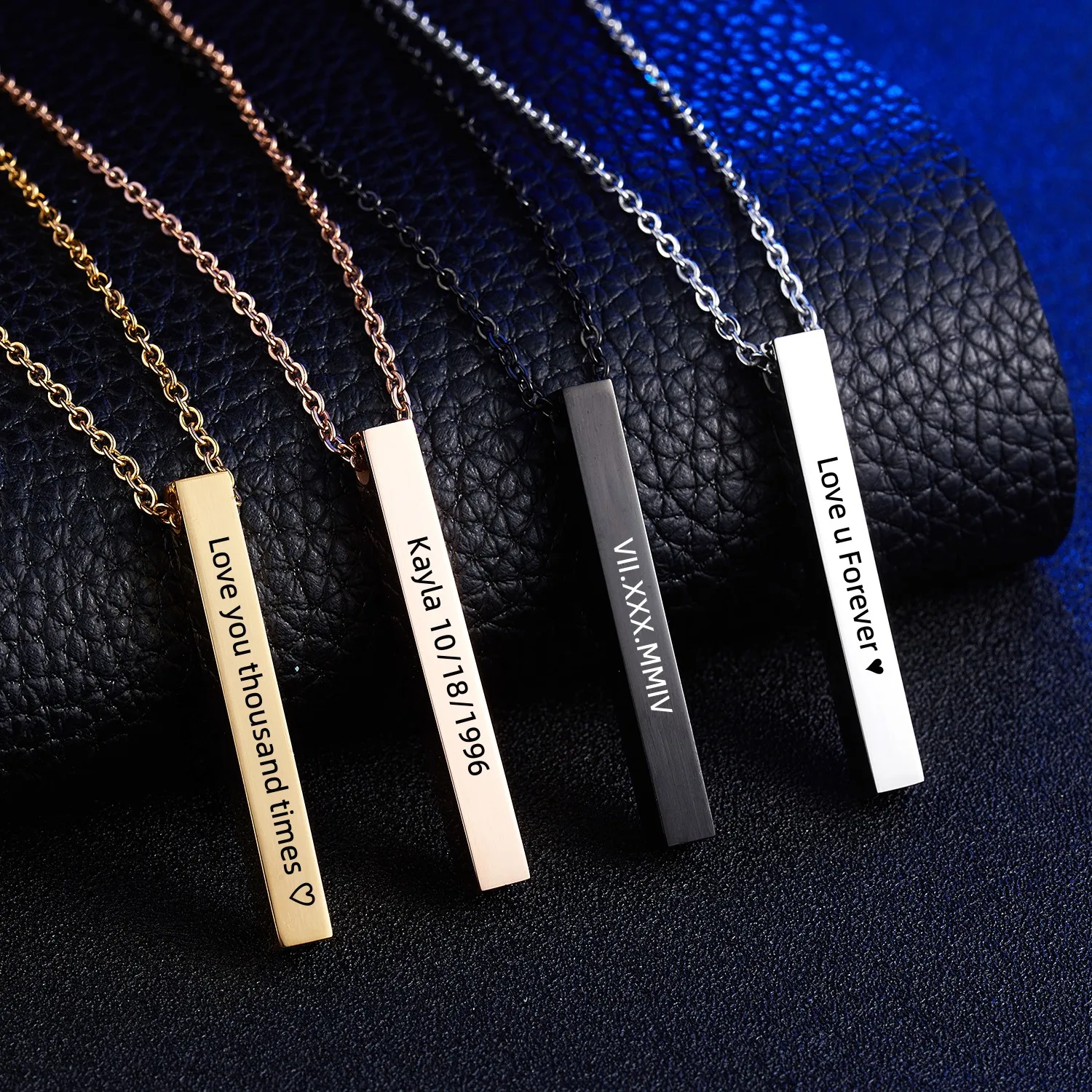 Four Sides Engraving Personalized Square Bar Custom Name Necklace Stainless Steel Pendant Necklace For Women Men Lovers Gift
Four Sides Engraving Personalized Square Bar Custom Name Necklace Stainless Steel Pendant Necklace For Women Men Lovers Gift