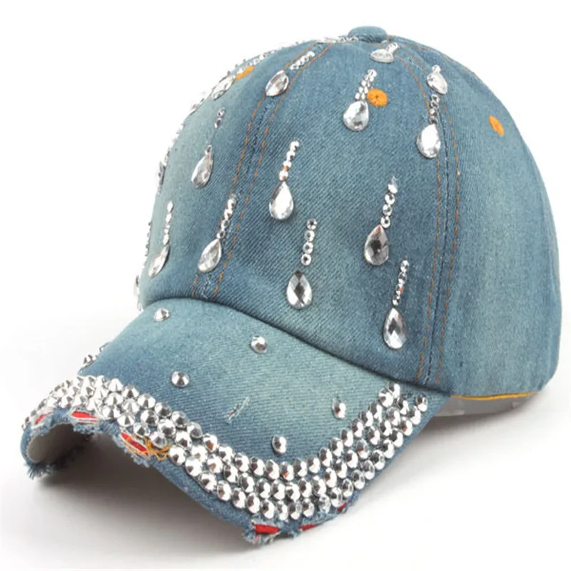 

South Korea Wild British Cowboy Hat Ladies With Diamond Fashion Outdoor Peaked Baseball Cap