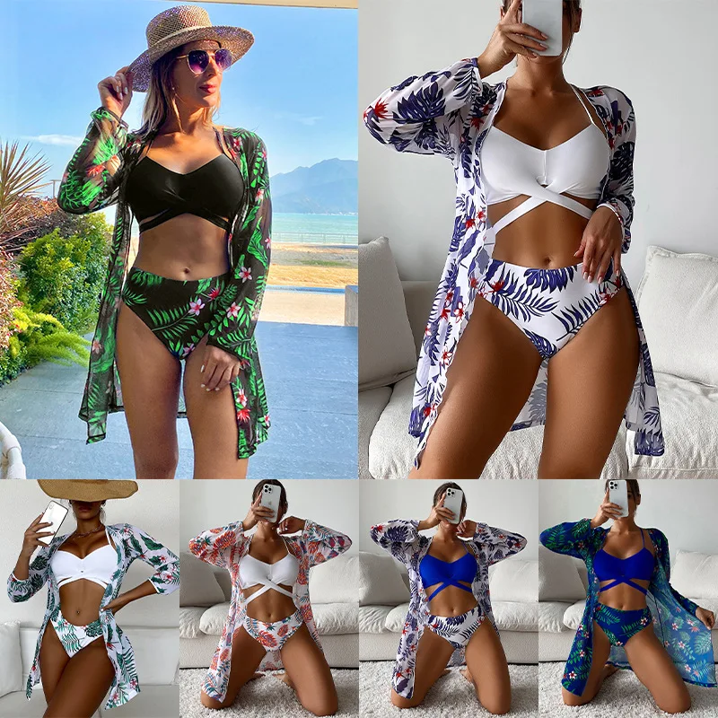 Three Pieces Bikini Sets For Women Floral Printing Chiffon Cardigans Cover Ups Push Up Swimsuits Summer Beach Bathing Suits
Three Pieces Bikini Sets For Women Floral Printing Chiffon Cardigans Cover Ups Push Up Swimsuits Summer Beach Bathing Suits